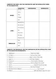 English Worksheet: COMPARATIVES AND SUPERLATIVES