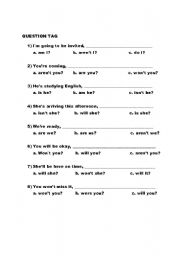 English Worksheet: Question tag quiz