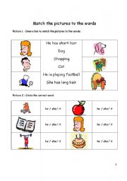 English Worksheet: Match the pictures to the words - personal pronouns