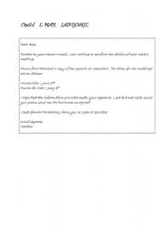 English Worksheet: E-mail Language (e-mail sample and alternative phrases) 
