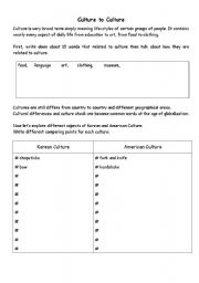 English worksheet: culture to culture