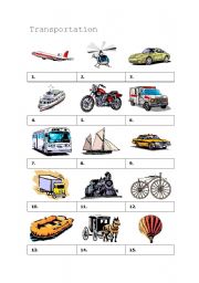 English Worksheet: Transportation