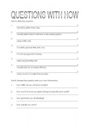 Questions with How - ESL worksheet by gofish343