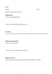 English worksheet: American and english culture exam