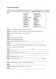 English Worksheet: food dialogue