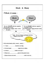 English Worksheet: much many