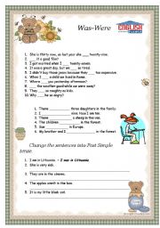 English Worksheet: was were 