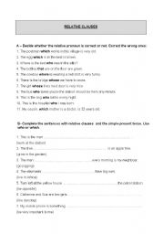 English Worksheet: Relative Clauses