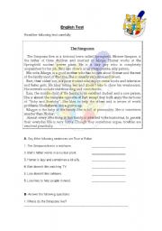 English Worksheet: The Simpsons