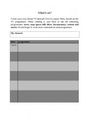 English worksheet: My dream channel