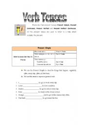 English Worksheet: VERB TENSES- REVISION