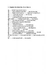 English worksheet: there is/ it is