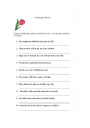 English Worksheet: Passive Exercise - Present, Past and Future