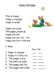 English Worksheet: Yuppy the Puppy