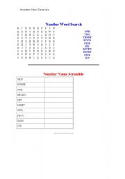 English worksheet: number wordsearch 