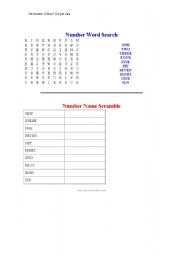 English Worksheet: number wordsearch 