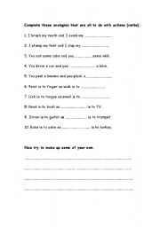 English worksheet: action analogies