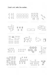 English Worksheet: COUNT AND WRTITE THE NUMBER