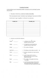 English Worksheet: Healthy and Unhealthy food