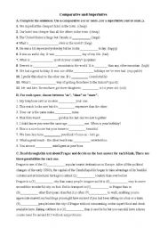 English Worksheet: Comparative and superlative