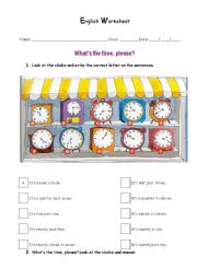 English Worksheet: Asking and telling the time