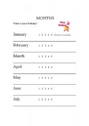 English worksheet: When Is Your Birthday? Interview worksheet