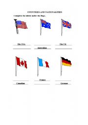 English worksheet: Countries and Nationalities