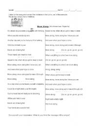 English worksheet: Song Activity - Move Along (All American Rejects)