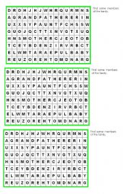 English Worksheet: family wordsearch