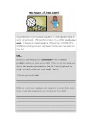 English Worksheet: Mini Project: A new sport!