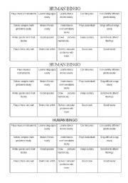 English Worksheet: Human Bingo