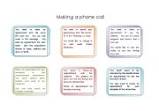 English Worksheet: making a call role play cards