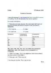 English Worksheet: Possesive Pronouns
