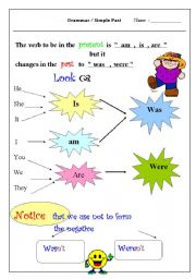 English Worksheet: simple past was/ were