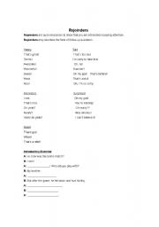 English Worksheet: Rejoinders/ follow-ups 