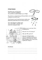 English Worksheet: A bad storm