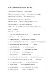 English Worksheet: Place and Time Prepositions