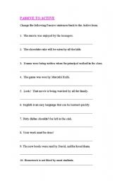 English Worksheet: Passive to Active