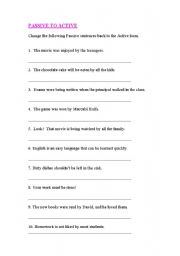 English worksheet: Passive to Active