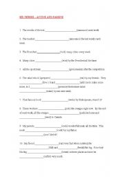 English Worksheet: Passive and Active Practice - 