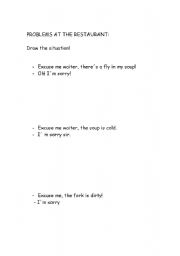 English Worksheet: problems at the restaurant