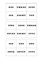 English worksheet: Silent Bingo (Number from 1 to 10)