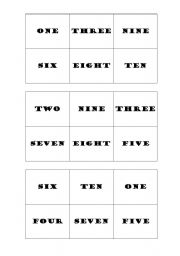 English Worksheet: Silent Bingo (Number from 1 to 10)