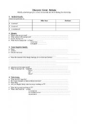 English Worksheet: School Trip to Britain worksheet