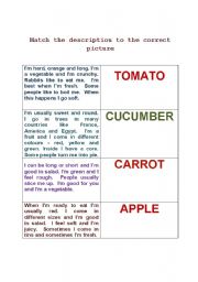 English worksheet: match the description to the correct noun