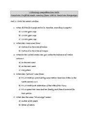 English worksheet: Native American words that influenced the English language