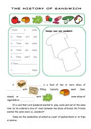 English Worksheet: The history of sandwich