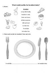 English Worksheet: What would you like for breakfast today?