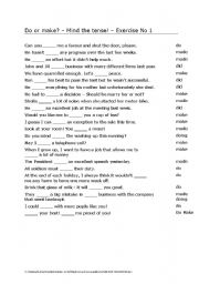 English Worksheet: Do or make