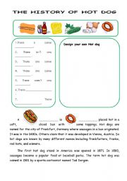 English Worksheet: The history of hot dog